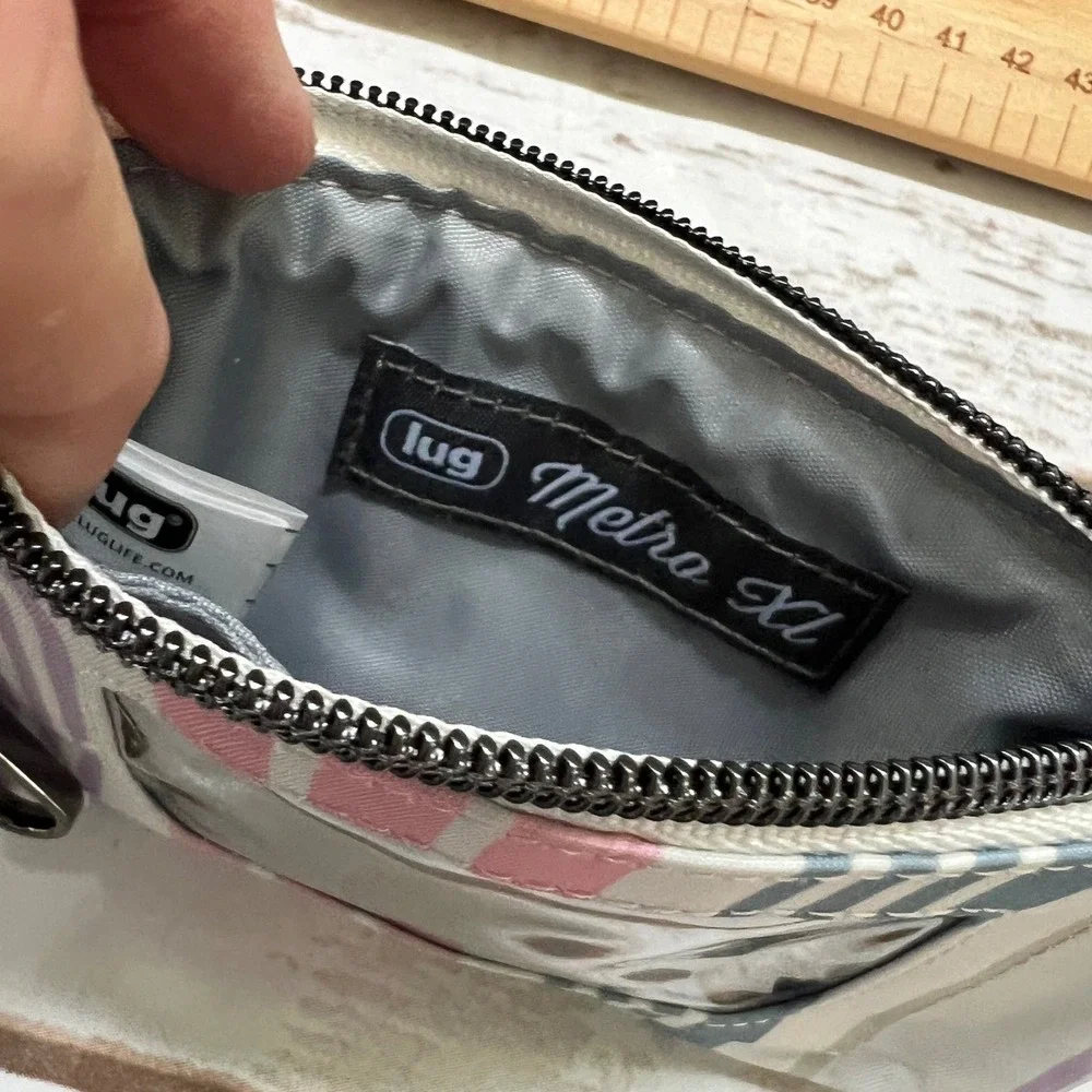 Lug NWOT Metro XL ID Pouch Multi Striped Pastel Pink Purple Teal Small Wallet OS